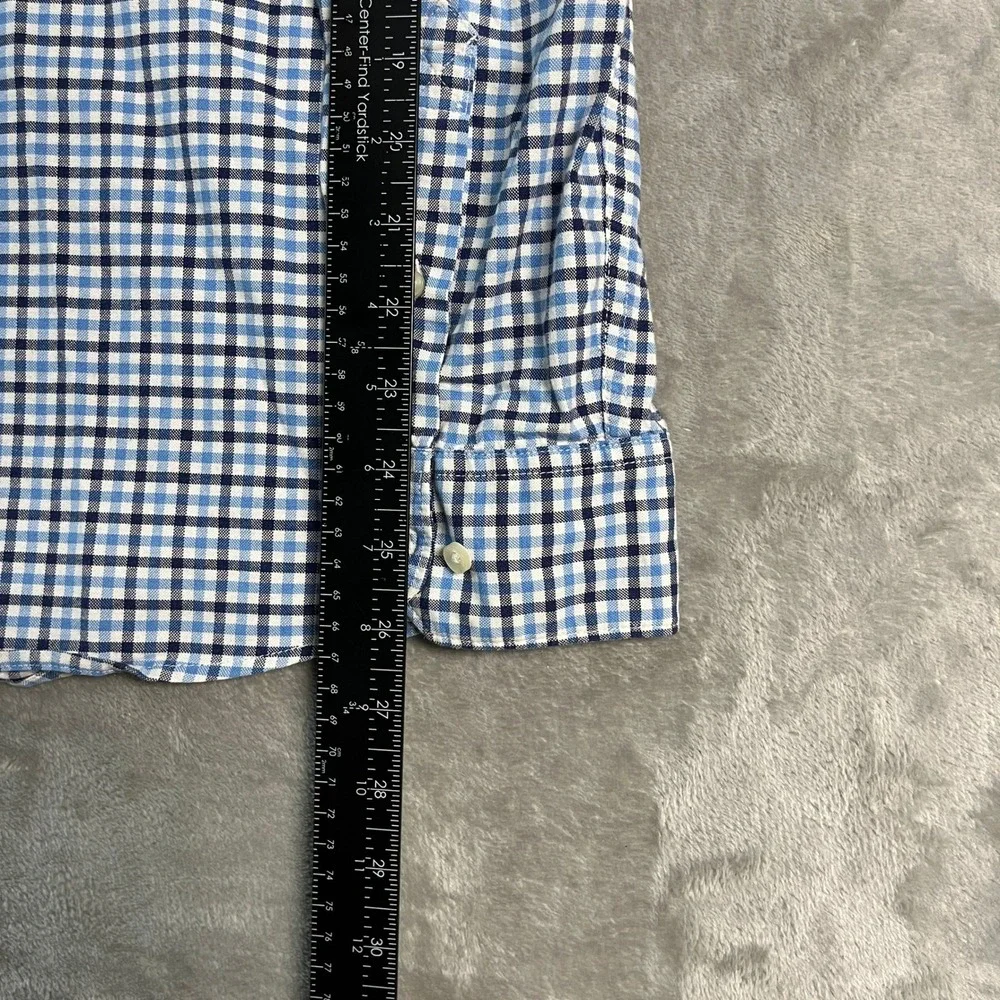 Barbour Gingham Check Tailored Fit Button Shirt Mens Medium Blue White Preppy